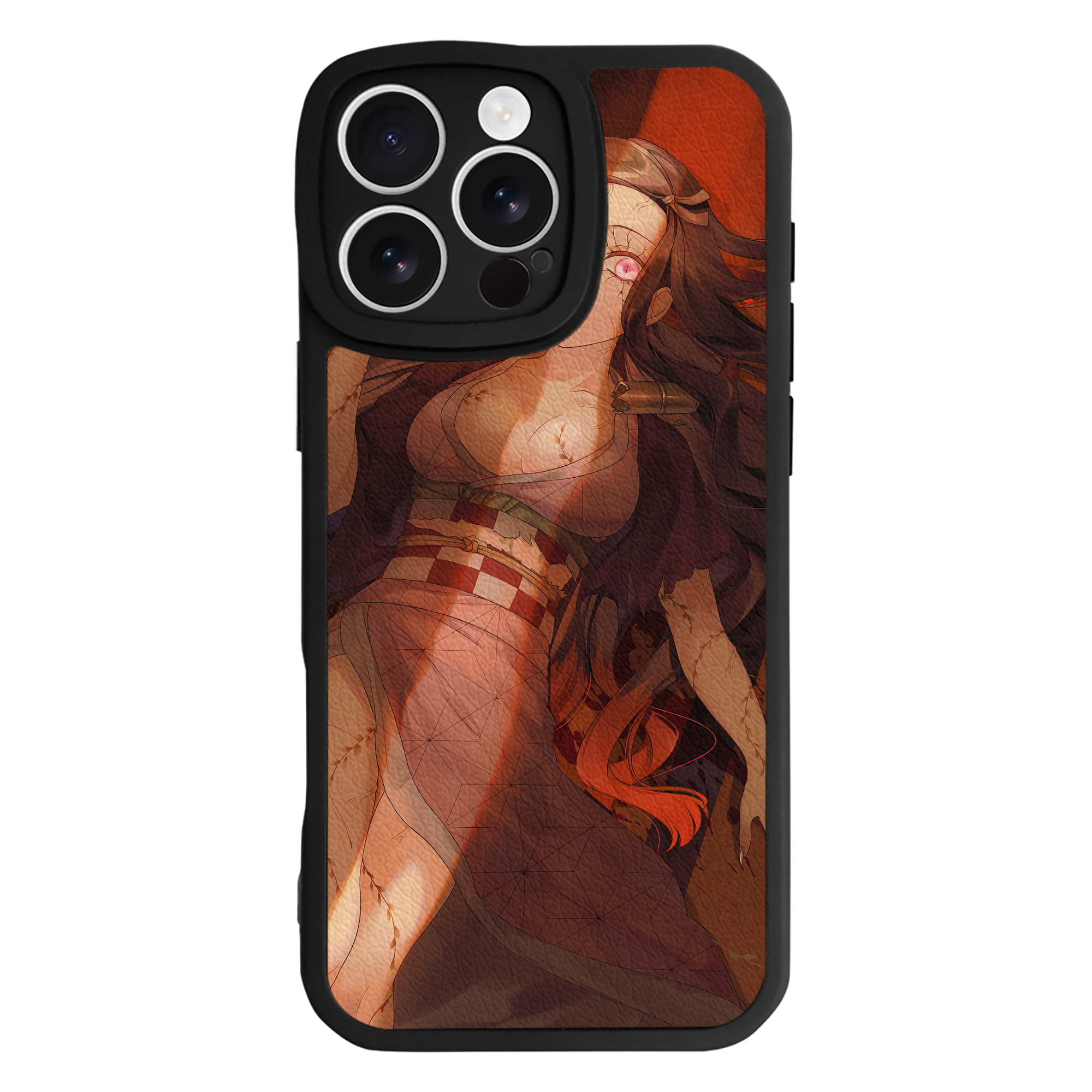 （画像用） 鬼滅の刃（きめつのやいば）竈門 禰󠄀豆子／かまど ねずこ Kamado Nezuko 【iPhone 16シリーズ対応】シリコンスマホケース（レザー調） 材質：シリコン